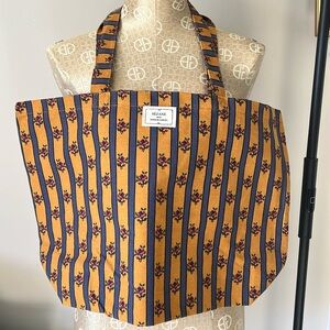 Sézane Floral Stripe Canvas Tote Bag